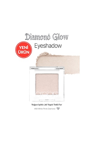 Cre'ars Yoğun Işıltılı Jel Yapılı Tekli Far Diamond Glow Eyeshadow 08 White Pink Diamond