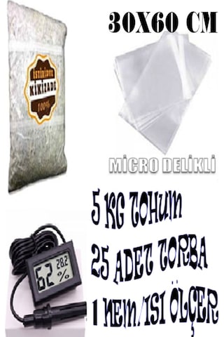İstiridye Mantarı Başlangıç Seti 5 KG Tohum + Nem Ölçer +10 Torba İstiridye Mantarı Başlangıç Seti 5 KG Tohum + Nem Ölçer +10 Torba