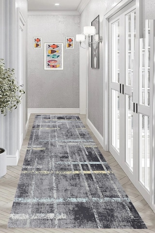 Eliana Home Dijital Baskı Yıkanabilir Kaymaz Taban Salon Halısı Ve Yolluk Rvg0980-fnl230 Gri