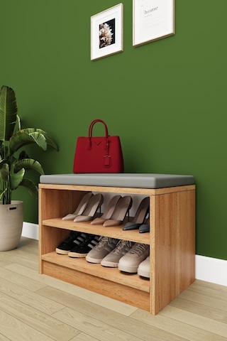 Asra Trend Puflu Ayakkabılık PUF02 %100 MDF 2 Raflı Oturaklı Antre Düzenleyici Petra