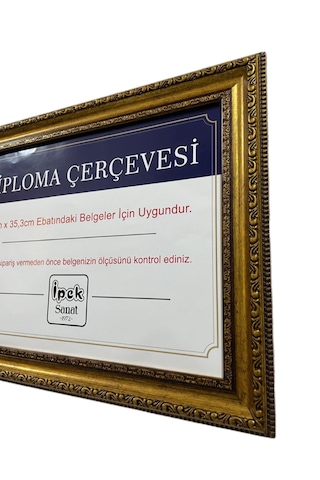 Diploma Çerçevesi Gold Renk - Hakiki Camlı Ürün - 25x35,2 Boyut