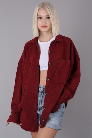 Madmext Kırmızı Oversize Gömlek Ceket Mg1562 Kırmızı