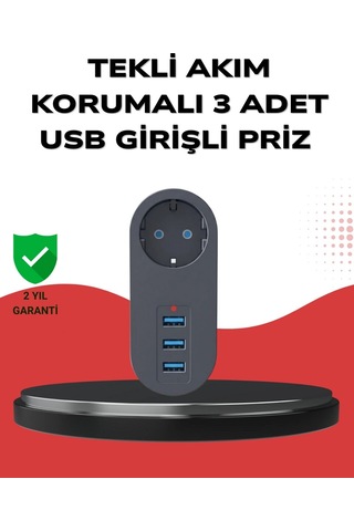 Isıya Dayanıklı 3 Usb Portlu Güvenlikli Priz Akıllı Enerji Yönetimi Standart