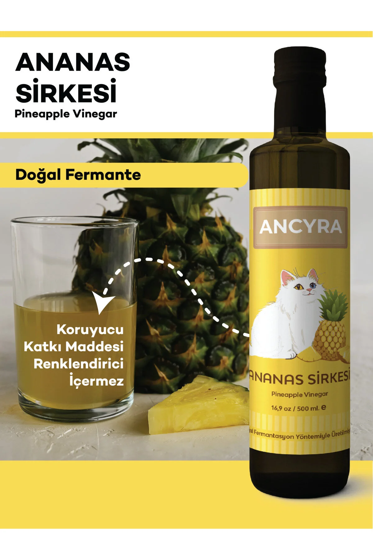 Ananas Sirkesi Doğal Fermante Pineapple Vinegar 500 Ml