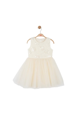 Nk Kids Kız Çocuk Yapraklı Elbise Nk-71514 Krem