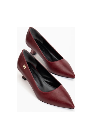 Suins Molina Model Kadın Mini Topuklu Stiletto Ayakkabı Bordo