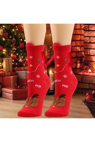 Homyl 1 Çift El Ele Çorap Hediye Rahat Orta Tüp Sevimli Turuncu