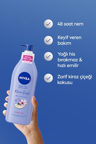 Değerli Yağlar Içeren Nemlendirici Vücut Losyonu 400ml, Kiraz Çiçeği, Jojoba Yağı, Kuru Cilt Tipleri