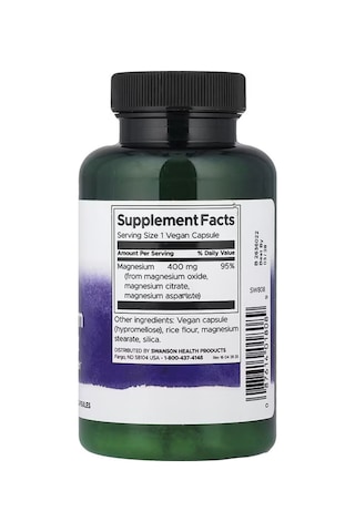 Swanson Triple Magnesium Magnezyum Citrate , Oxide Complex Muscle And Bone 400 Mg 100 Vegan Caps