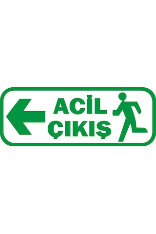 Acil Çıkış Yazısı (16 X 6 Cm) Yeşil & Siyah