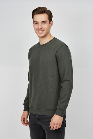 Baglan Erkek Büyük Beden Sıfır Yaka Selanik Sweatshirt Bgl-st04871 Haki