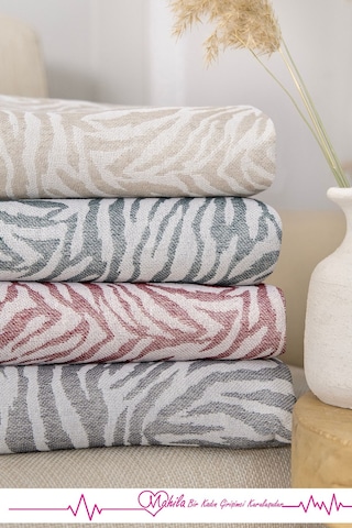 Klasik Pamuklu Koltuk Örtüsü 160x220 Cm Zebra Desen Koltuk Örtüsü Bej