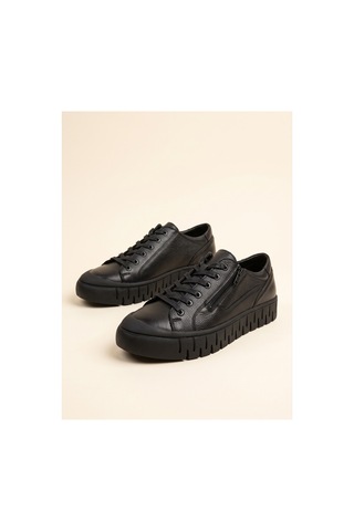 Bafaş Ayakkabı 038043 Siyah Hakiki Dana Derisi Fermuarlı Erkek Sneaker Md-siyah