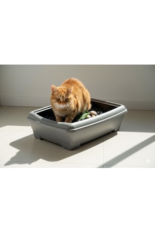 Herniks Relax Açık Kedi Tuvaleti 49x38cm - Gri