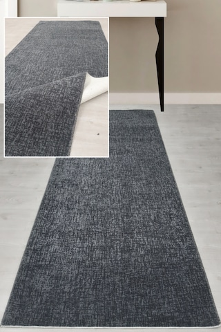 Lüle Halı Düz Renk Kaymaz Taban Yolluk Halı Bnynantrasit1