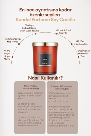 Parfümlü Doğal Soya Mumu Kundal Perfume Natural Soy Wax Candle 500g Blanc