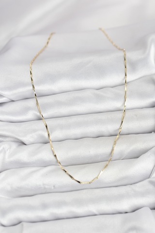 Cm 14k Gold Renk İnce Kesim Çubuk Model Zincir Kadın Kolye Altın - Beyaz