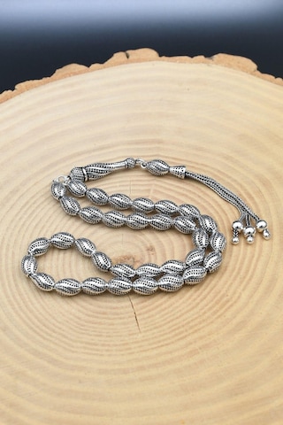 Erkek 925 Ayar Gümüş Kalem Işçilikli Oksitli Tesbih Orta Boy -22 Gr- 901352 Gümüş