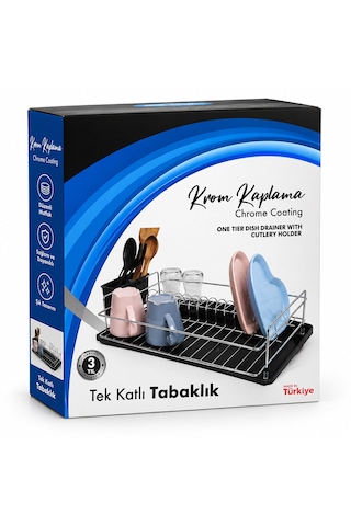 Krom Tek Katlı Tabaklık - Bulaşıklık 5492 Çr