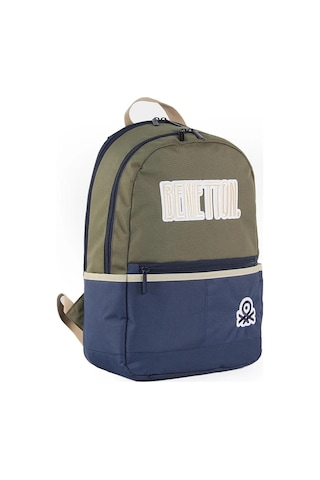 United Colors Of Benetton Haki- Lacivert Çift Bölmeli Sırt Çantas Çok Renkli