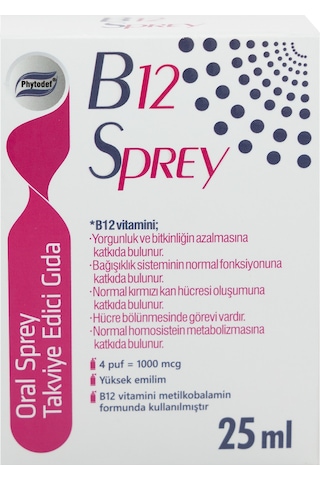 Vitamin B12 Sprey Çilek Aromalı 25 ML