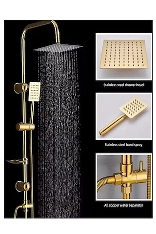Quart Gold Rain Duş Seti Altın