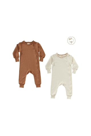 Tinylamb Spice Organik Bebek Tulumları - 2 Adet Kiremit Renk Bebek Tulumu Kiremit