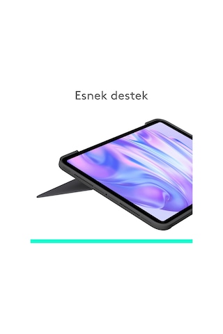 Logitech Combo Touch 11 İnç Apple Uyumlu iPad Pro M4 İle Türkçe Klavyeli Tablet Kılıfı - Gri