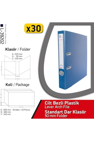 Laçin Klasör Lacivert Dar 1 Koli 30 Adet