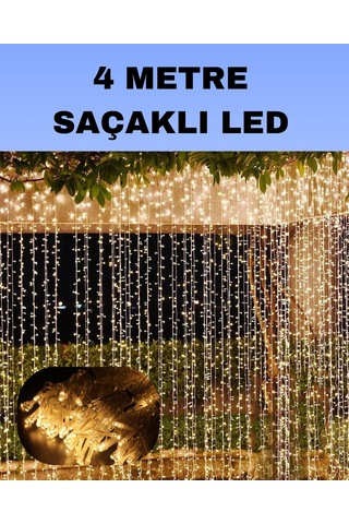4 Metre Icicle Şelale Led Perde Işık Sarı Aydınlatma Çok Renkli