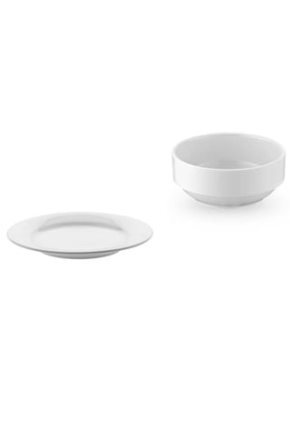 12 Cm Porselen Tabaklı Çorba Kasesi 6'lı Takım Beyaz