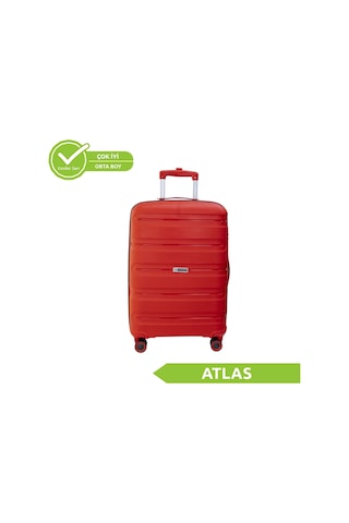 Vegmann Polipropilen Pp Atlas Kırmızı Orta Boy Valiz Kırmızı