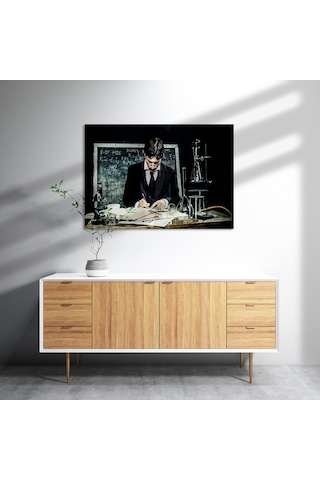 Cakasepetim Nikola Tesla Çalışma Masası Ahşap Mdf Tablo