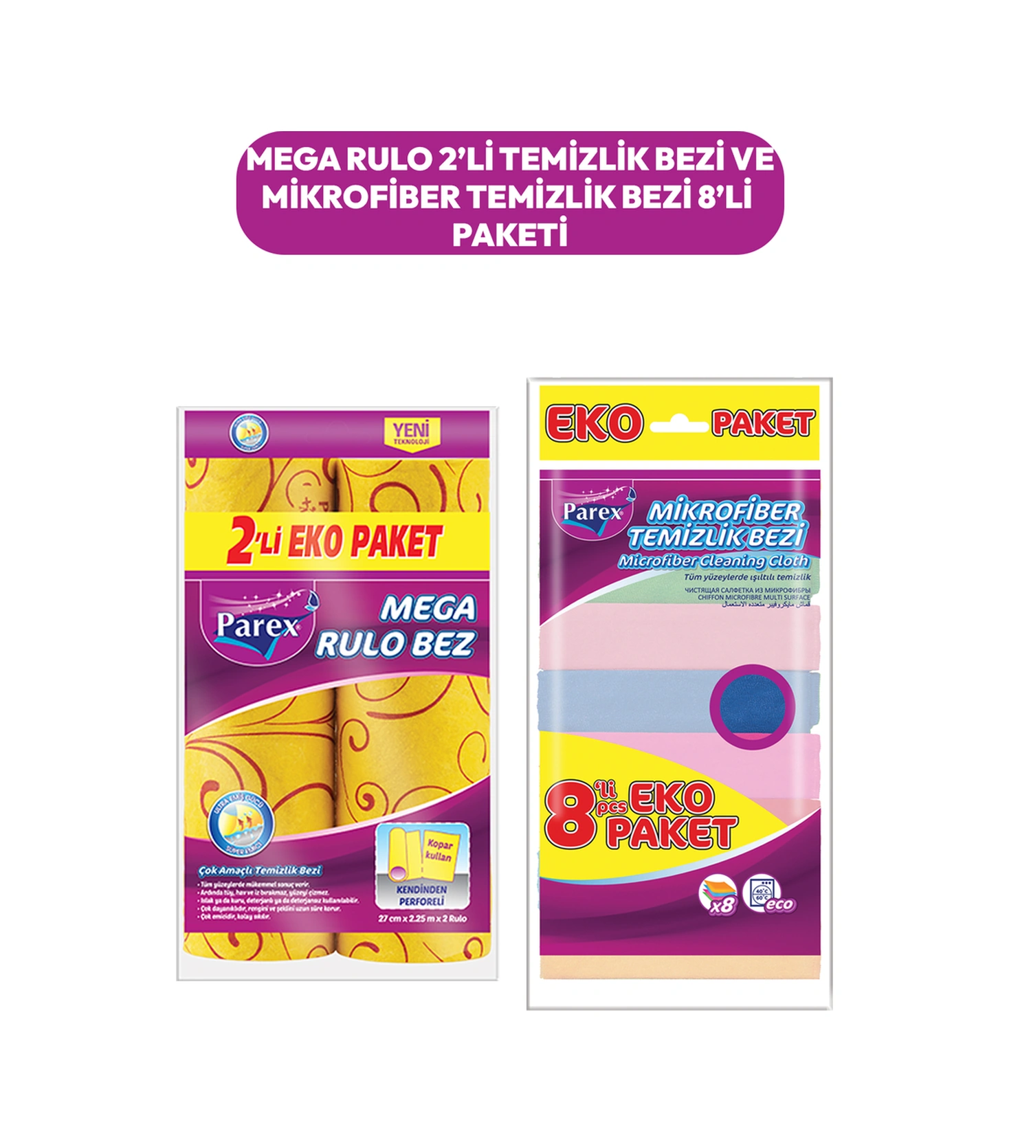 Mega Rulo 2'li Temizlik Bezi Ve 8'li Mikrofiber Temizlik Bezi Paketi Diğer