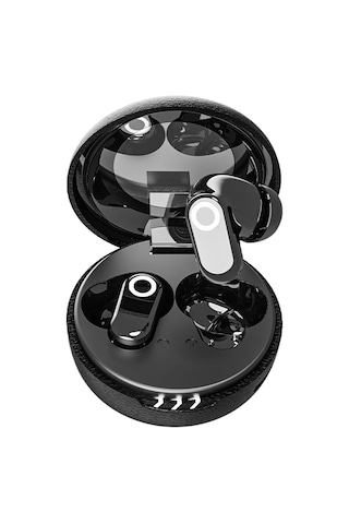 Retro Deri J17 Kablosuz Bluetooth Kulaklık Ekstra Uzun Bekleme Kulak İçi Spor Gürültü Önleyici Kulaklıklar Black