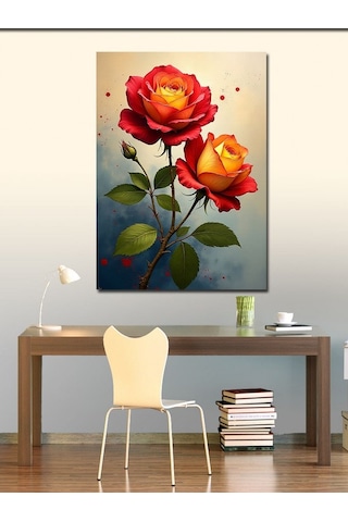 Kanvas Tablo Kırmızı Ve Sarı Gül Buketi 100cmx140cm