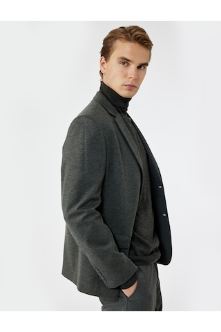 Koton Slim Fit Kapaklı Cep Detaylı Uzun Kollu Mono Yaka Blazer Ceket Antrasit 6wam50008hk Antrasit