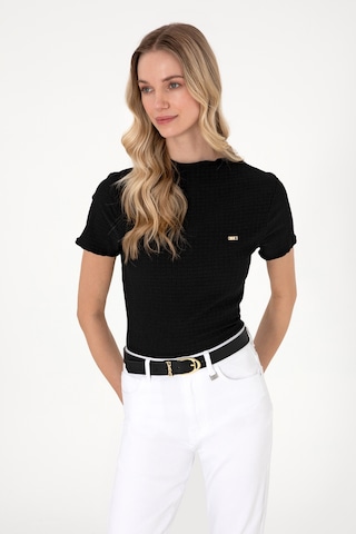 U.S. Polo Assn. Kadın Siyah Dik Yaka Tişört 50312951-VR046
