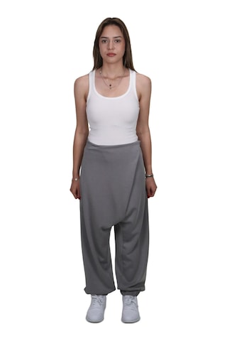 Kadın Modal Kumaş Yumuşak Dokulu Gri Şalvar Pantolon Gri