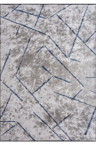 Pierre Cardin Azur Uz02e Gri Mavi Pamuk Akrilik Yumuşak Dokulu Modern Kilim Halı