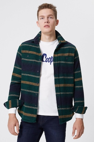 Lee Cooper Cıtymap Erkek Dokuma U.kol Gömlek Yeşil-sarı Çizgili -16025 Yeşil