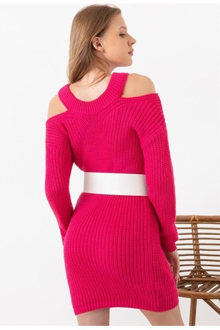 Aqe Fashion Kadın Fuşya Omuz Detaylı Elbise Fuşya