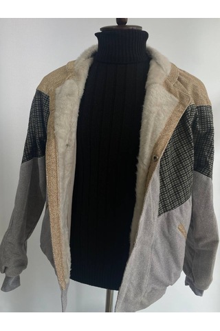 Kadın Aztek Unisex Retro Bomber Oversize Desenli Ceket Kedg4 Çok Renkli