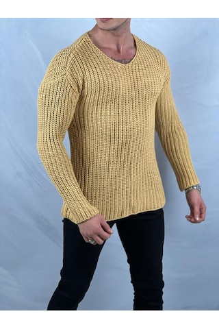 Modefendi Yüksek Kalite Çelik Örme Oversize Kazak Sarı Modefendi Yüksek Kalite Çelik Örme Oversize Kazak Sarı