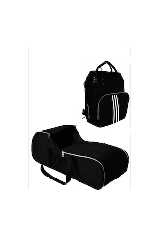 U.S.F Fonksiyonel Bebek Bakım Sırt Çantası + Portbebe Ana Kucağı Puset Düz Siyah