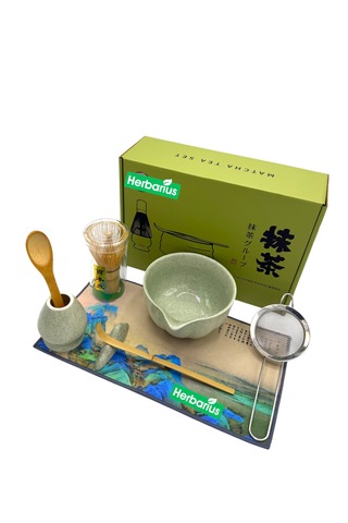 Herbarius 8 Parça Adaçayı Yeşili Renk Matcha Çayı Hazırlama Seti - Geleneksel Japon Matcha Seti