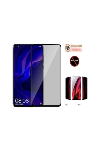 Tecno Camon 15 Hayalet Ekran Koruyucu Privacy Gizli Tam Kaplayan Kırılmaz Cam