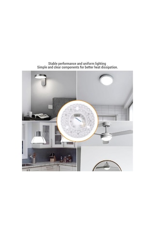18w Kısılabilir Yuvarlak Led Tavan Fanı Yedek Modülü - 12.5 Cm 4.92 İnç 3 Ayarlı Işık Plakası
