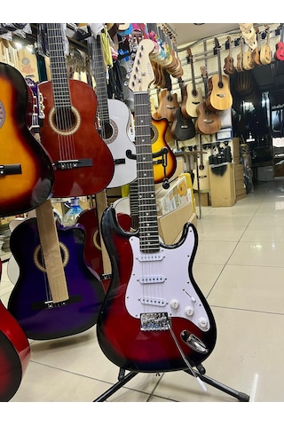 3 Sıngle Redburst Kırmızı Elektro Gitar Kılıf Pena Dahil Kod 3054