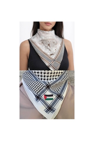Aldaıyr 2 Adet Filistin Temalı Fular 50x50 Unisex Günlük Kullanıma Uygun Puşi Şal Kefiye Filistin Bayrak Renkli
